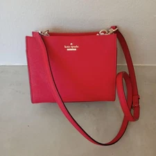 m1214 kate spade Red Shoulder Bag Leather Adjustable Strap Fashion Accessories U