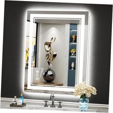 24x32 Inch LED Bathroom Mirror with Lights, 24"L x 32"W Front and Backlit