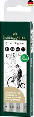 FABER-CASTELL 166004-4er Set Tintenschreiber ECCO-PIGMENT, wasserfest, Inhalt: