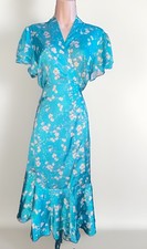 J Flower Womens M Teal Floral Wrap Maxi Dress NWT Puff Sleeve Cherry Blossom