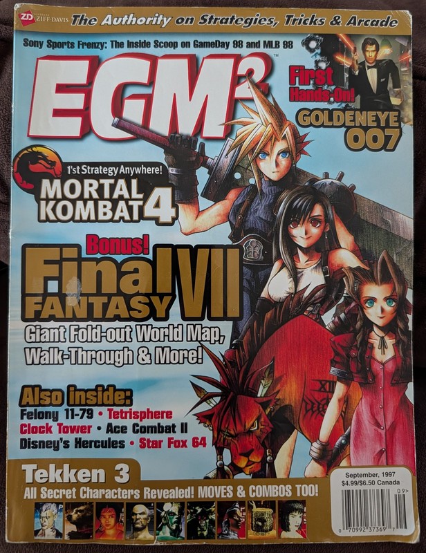 EGM2 Magazine Issue 39 Sept 1997 Final Fantasy VII 7 MK4 W Fold-Out Map / Poster