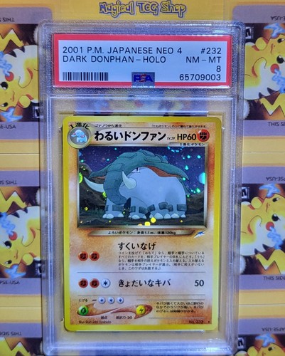 Pokemon Dark Donphan Japanese Neo 4 Darkness and to Light Holo Swirl PSA NM Mint