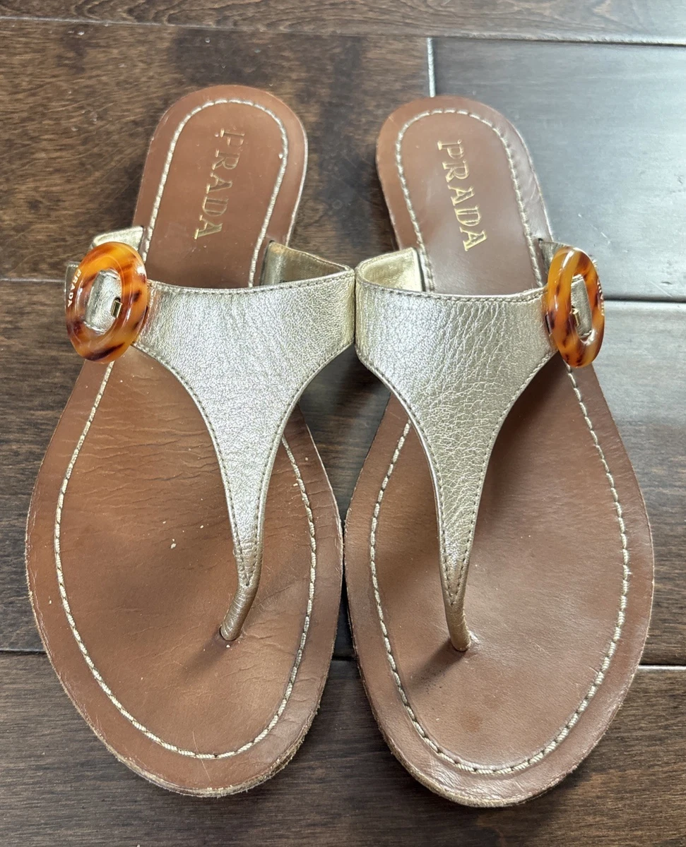 ヴィンテージ PRADA プラダ ミュール 37 24cm位 ハトメ ゴールド PRADA Gold Sandals for Women for sale | eBay