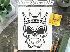 Skull with Crown Wall Art Stencil for Unique Creative Projects - StencilAir