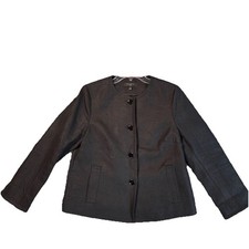 Talbots Black Linen 4 Button Front Blazer Suit Coat Career Jacket 10P