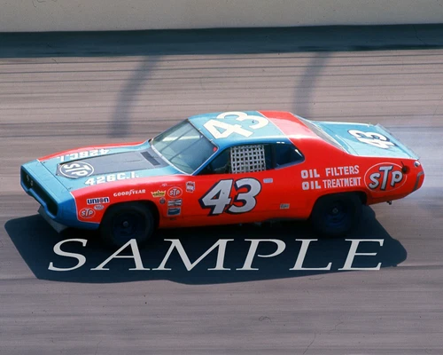 RICHARD PETTY 1972 #43 STP OIL TREATMENT RACING ON TRACK 8X10 GLOSSY PHOTO #DF5