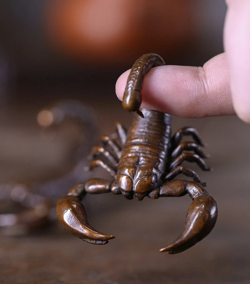 Estatua de escorpión de latón macizo de 2,04" estatuillas de animales decoración de mascotas de té Foto 3 de 4