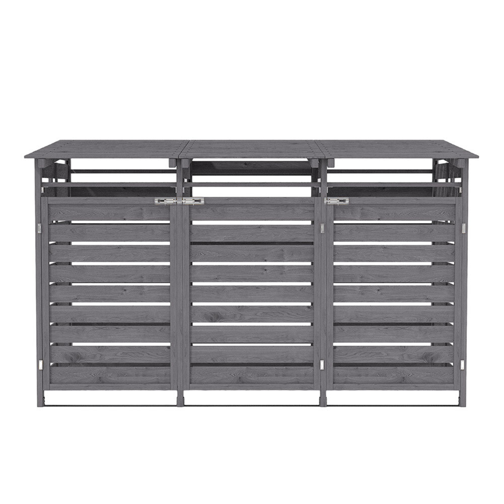 Large Triple Wooden Wheelie Bin Storage Store Spruce Wood Garden