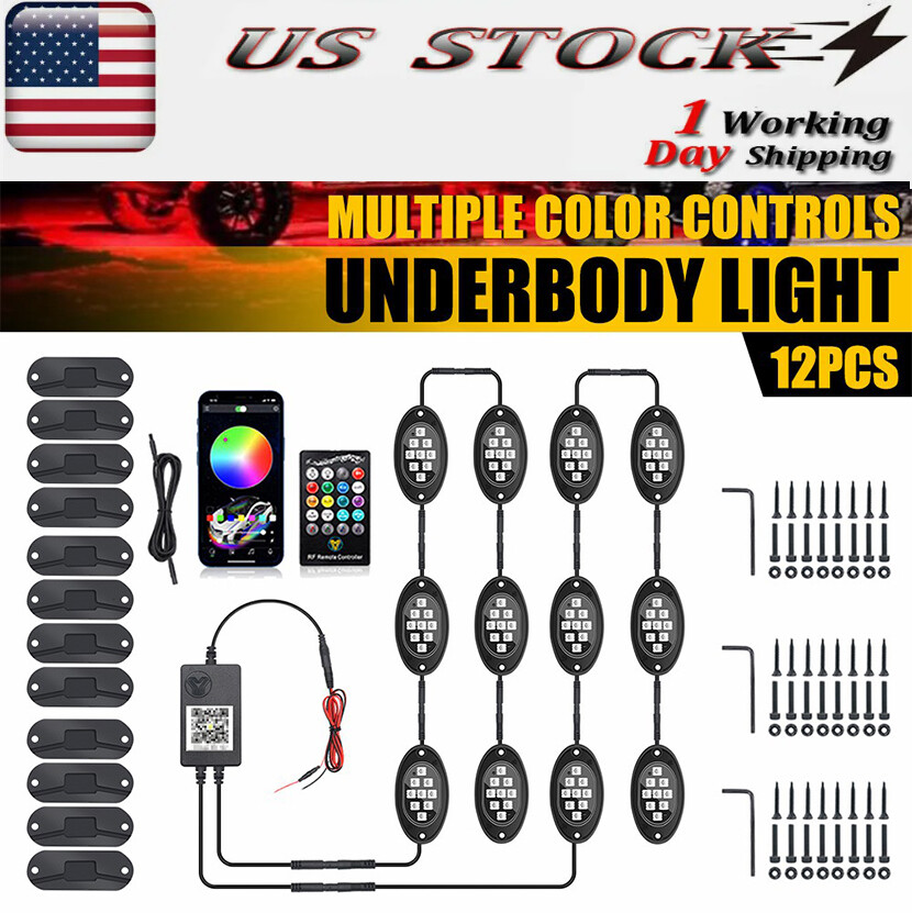 12Pods RGB LED Rock Lights Bluetooth Music Underglow Lights Neon music mode New