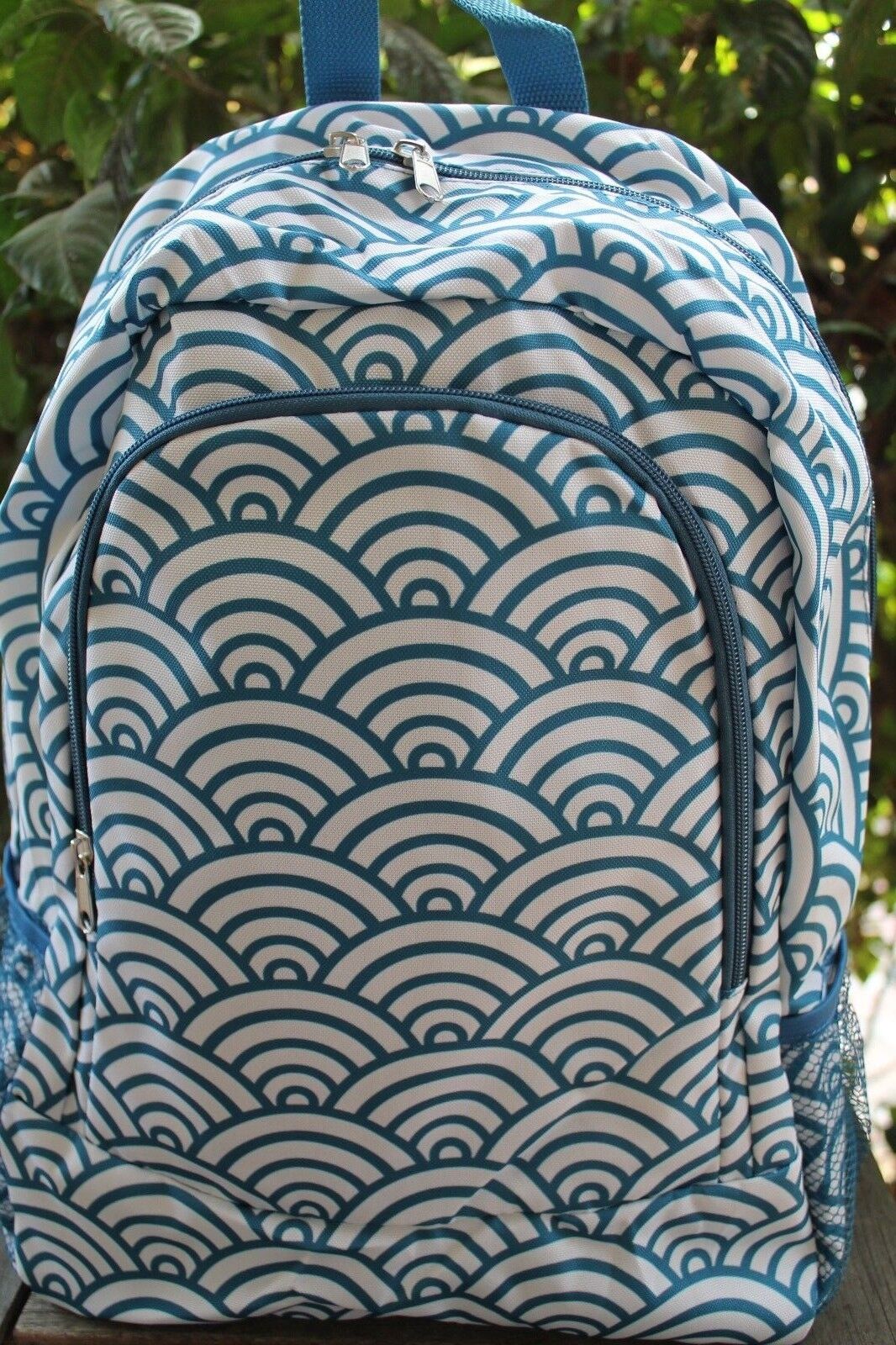 Full Size Campus Blue WAVES BACKPACK School Book Bag Travel Tote 17" NEW