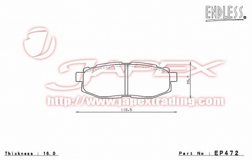 ENDLESS SSY Front & Rear Brake Pads for SUBARU FORESTER SJG 2012/11- EP417/EP472 - Picture 4 of 4