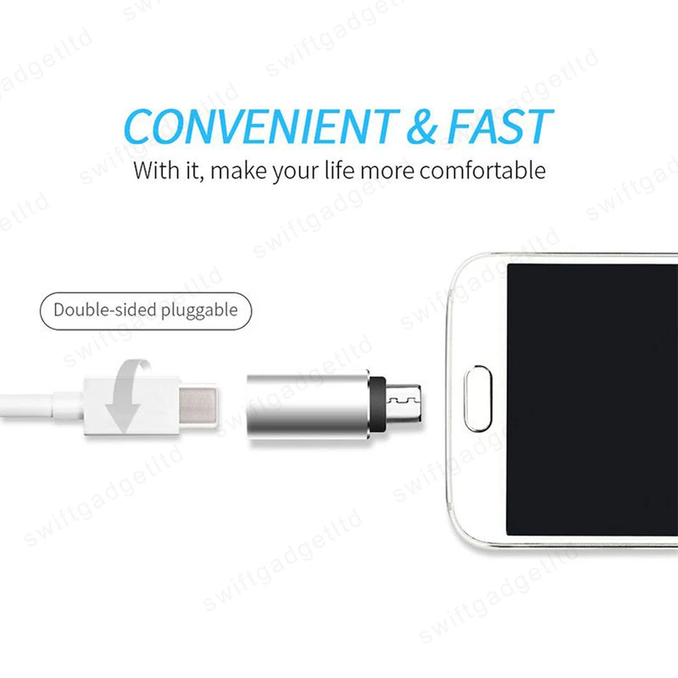 USB 3.1 Type C Female to Micro USB Male Charger Charging Cable Converter Adapter - Image 3 of 4