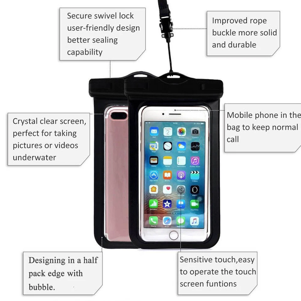 Floating Waterproof Bag Case Underwater Pouch for iPhone 13 12 11 Pro Max XS 8 7 - Image 3 of 4