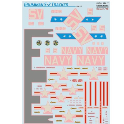 Decal for airplane 1:48 Grumman S-2 Tracker Part 2 Print Scale 48-217