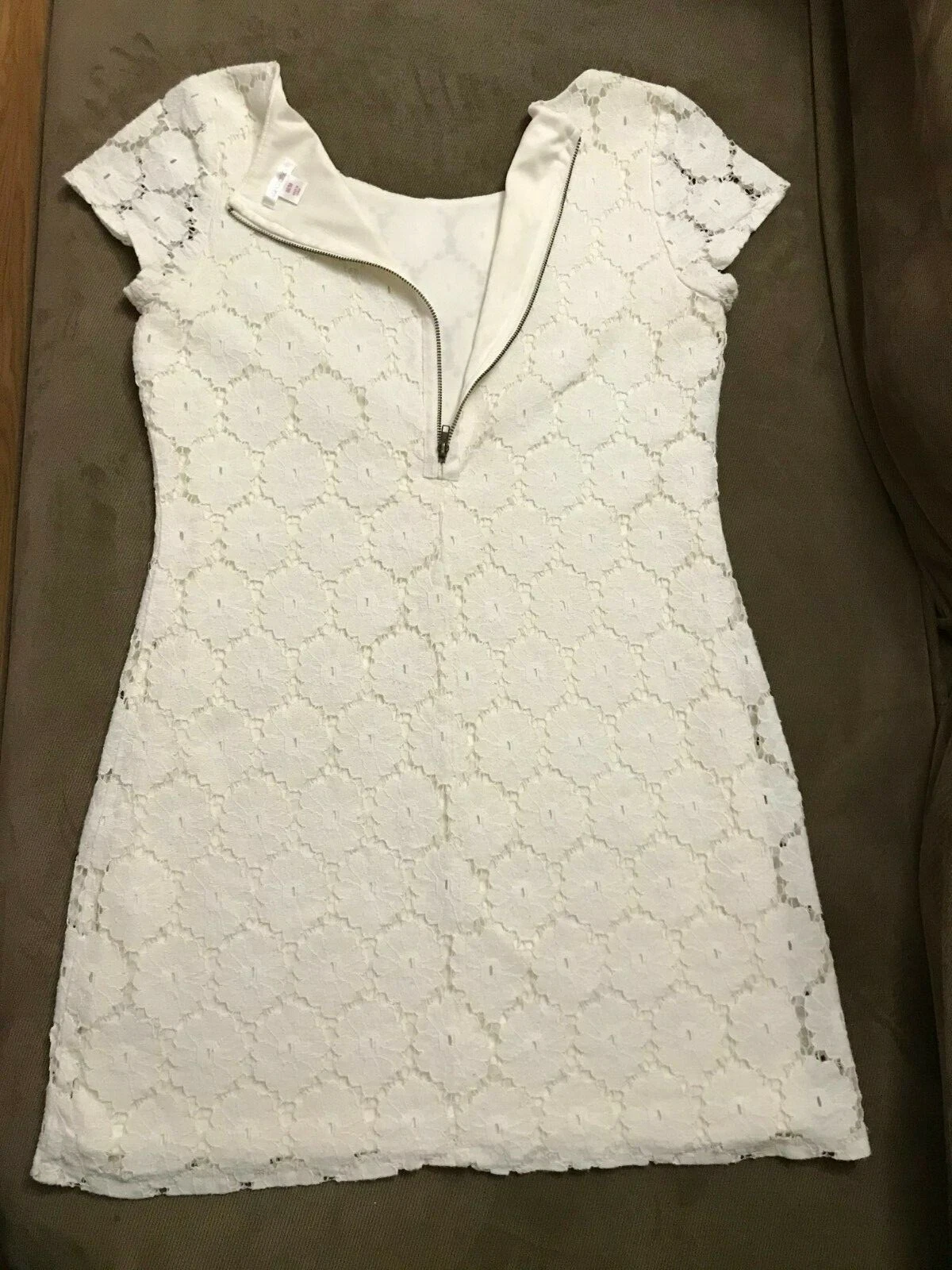 OFF WHITE Abito donna Xhilaration taglia: M bianco sporco avorio pizzo foderato zip posteriore u