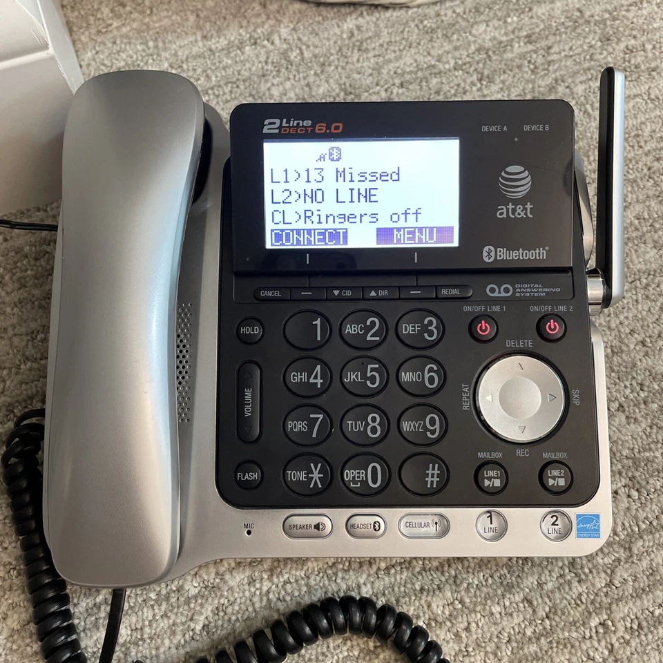 AT&T TL86109 DECT 6.0 Digital 2-Line Corded Phone W Digital Answering System EUC - Image 3 of 4