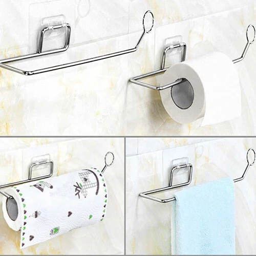 SOPORTE ENROLLABLE METAL BAÑO INODORO TORNILLO Y TAPONES MONTAJE EN PARED LOO CROMO Foto 4 de 4