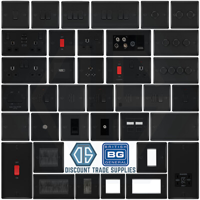 BG Nexus matt schwarz Schalter & Steckdosen Full Range schwarze Einsätze portofrei