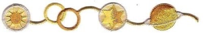 Gold Ringed Planet 6 pointed Star Sun Embroidery Patch