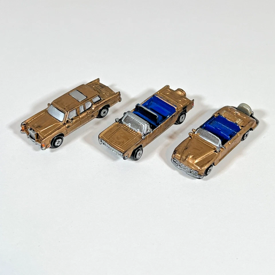 Lot of 3 Handpainted Gold Micro Machines Lincoln Limo Galoob 1989 Presidential - Image 3 of 4