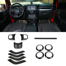 Interior Dashboard Cover Trim For Jeep Wrangler JK JKU 4dr 2011-2018 Black 12pcs