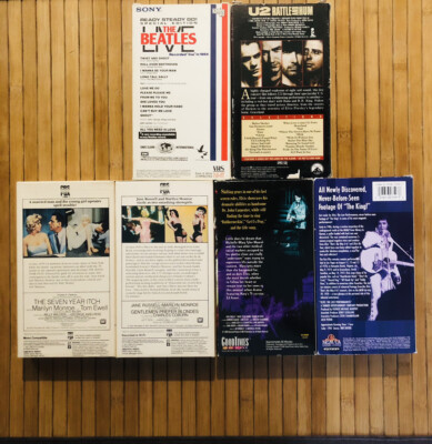 The Beatles Live VHS, U2 Rattle & Hum VHS, Elvis & Marilyn