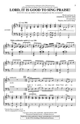 Lord, It Is Good to Sing Praise! SATB Joseph M. Martin