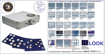 Münzkoffer-Universal-für-214-Münzen-LOOK-176-+-Münztableaus-Blau-30-Modelle