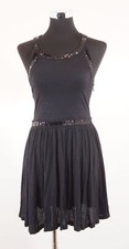 Pepe Jeans Dress Shirt Dress Size S Black Sequin Racerback Short Sleeveless A339