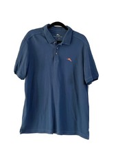 Tommy Bahama Men's Blue/Gray Polo Shirt Supima Cotton Short Sleeve Logo Sz Large