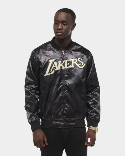 GIACCA leggera Mitchell & Ness ANGELES LAKERS GOLD TOILE GOLDEN BLACK SATIN - Foto 4 di 11
