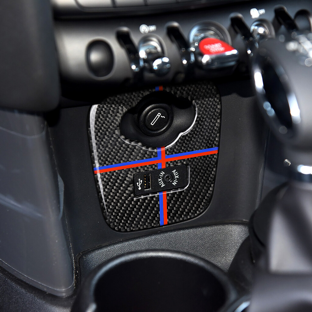 mini countryman cigarette lighter Carbon Fiber Interior Cigarette Lighter Cover Trim For Mini Cooper F55 F56  F60 1