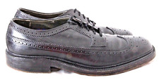 Vintage Hanover V-Cleat 3312 5-Nail Wing Tip Pebbled Oxford Shoes Men's US 9D