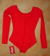 CAPEZIO Long Sleeve RED LEOTARD MICROFIBER child TB134c Dance Ballet New