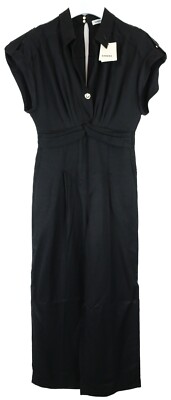 SANDRO Tenerife Overall Damen (Eu) 42 Kurzärmelig Plissiert V Hals Zip Schwarz