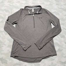 Under Armour Top Womens Medium Gray Heatgear Loose Quarter Zip Long Sleeve