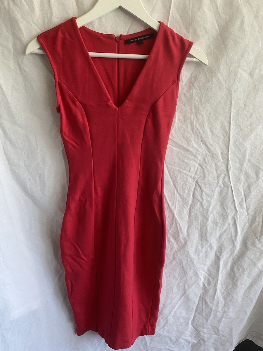 French Connection Red Bodycon Evening Dress Sleeveless Size 6