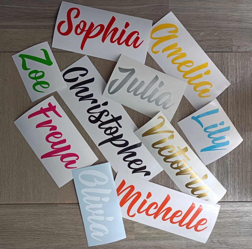 Personalised Vinyl Name Stickers Decal Label Wine & Water Bottle Balloon Wedding - Image 1 of 4
