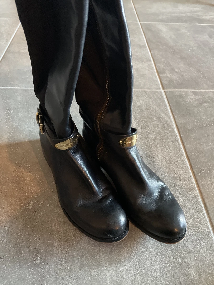 Michael Kors Boots Brown 6 M Arley Zip Up Leather Riding Knee High