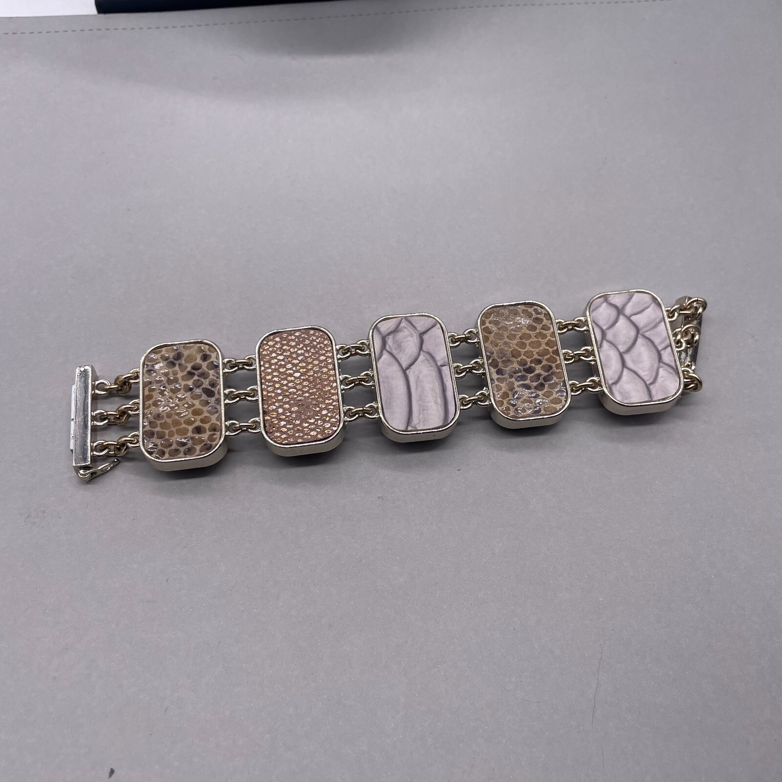 Animal Print Rectangular link Multi-Link Bangle B… - image 3