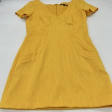 David Meister Bright Yellow Short Sleeve Sheath Dress 6