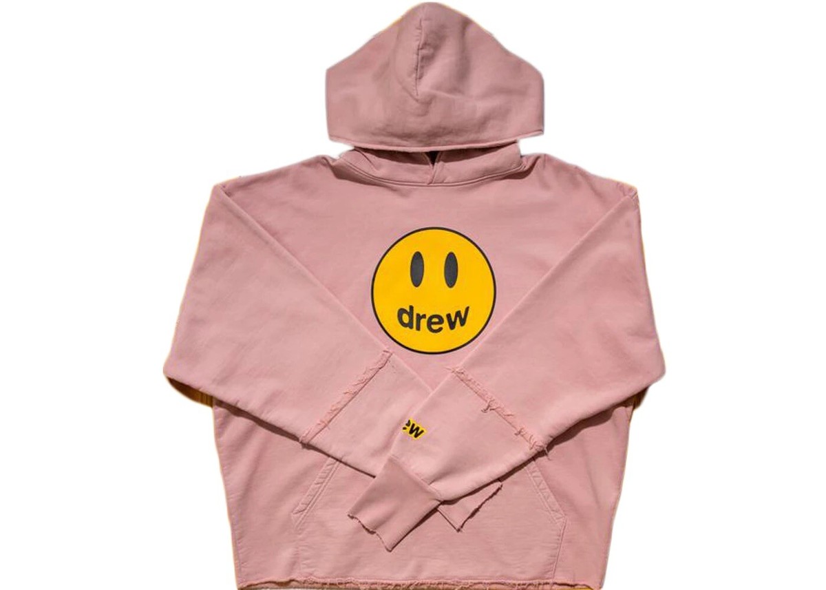 Drew House Deconstructed Mascot Happy Face Hoodie Dusty Rose Size 