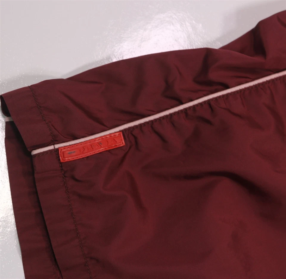 Prada Burgundy Polyamid Lined Swimtrunks Swimsuit Eu 50 - US Medium - Image 2 of 4