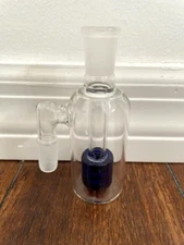 14MM GLASS WATER PIPE ASH CATCHER BLUE MATRIX PERC 90DEGREE