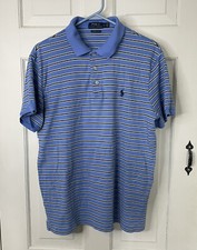 Polo Ralph Lauren Men s Short Sleeve Custom Slim Fit Blue Striped Shirt Sz Large