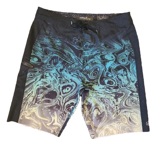 Oneill Hyperfreak Jordy Smith Board Shorts Mens 32 Oil Spill Black Blue Yellow