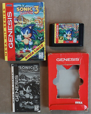 SEGA GENESIS Sonic The Hedgehog 3 Game COMPLETE In Cardboard Box Mega ...