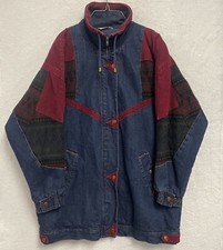Vintage 90s Julia Michaels Long Mock Neck South Western Denim Corduroy Jacket L