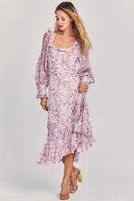 New$695 LoveShackFancy Julio Silk Midi Dress S Magentastarlight Love Shack Fancy