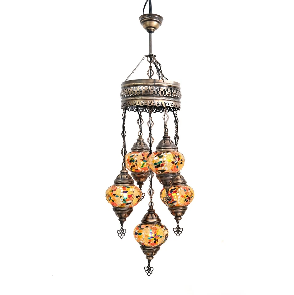 Turkish Pendant Lamp, Asylove Mosaic Moroccan Pendant Lamp, Hanging Chandeliers - Image 2 of 3